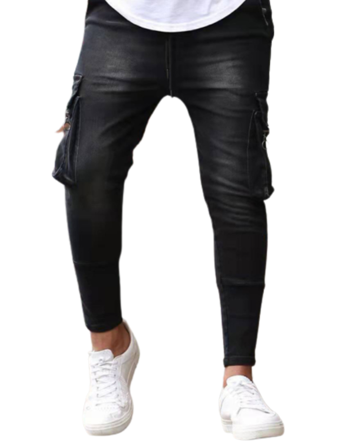 SHOPIQAT Cargo Snap Stretch Jeans