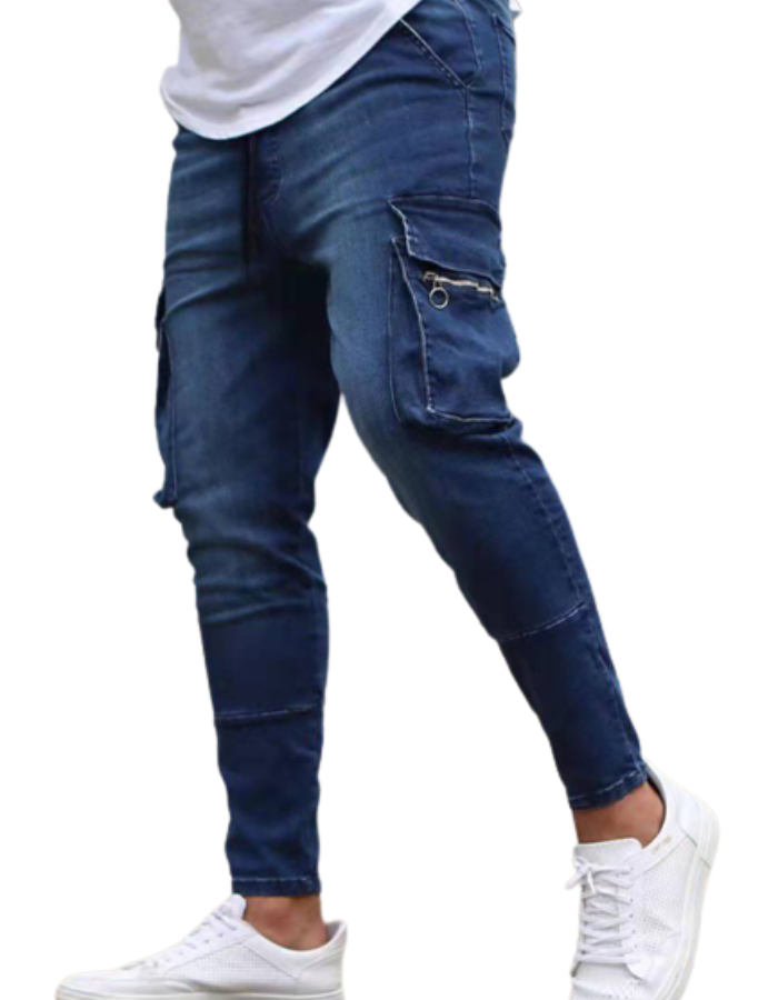 SHOPIQAT Cargo Snap Stretch Jeans