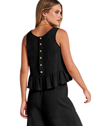 SHOPIQAT Ruffle Sleeveless Top With Matching Wide-leg Pants - Premium  from shopiqat - Just $8.200! Shop now at shopiqat