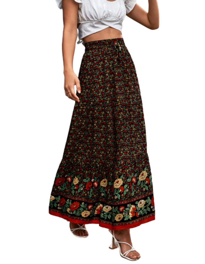 SHOPIQAT Casual Holiday High Waist Floral Long Skirt - Premium  from shopiqat - Just $7.650! Shop now at shopiqat