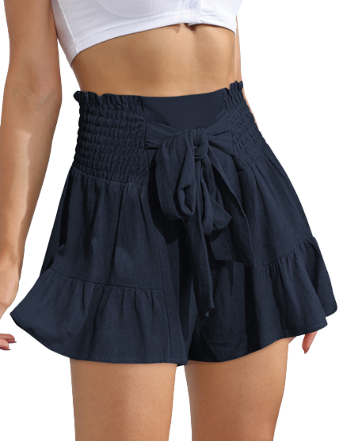SHOPIQAT Wide Leg Shorts with Ruffled Straps - Premium  from shopiqat - Just $4.900! Shop now at shopiqat