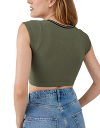 SHOPIQAT V-neckline Cropped Baby Tee - Premium  from shopiqat - Just $4.750! Shop now at shopiqat