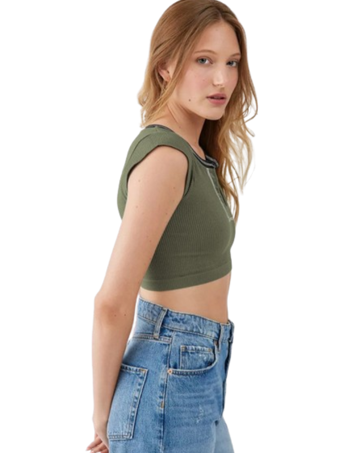 SHOPIQAT V-neckline Cropped Baby Tee - Premium  from shopiqat - Just $4.750! Shop now at shopiqat