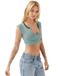 SHOPIQAT V-neckline Cropped Baby Tee - Premium  from shopiqat - Just $4.750! Shop now at shopiqat