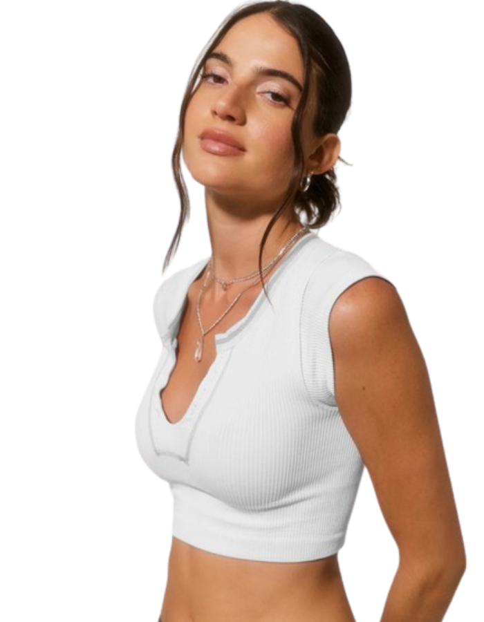 SHOPIQAT V-neckline Cropped Baby Tee - Premium  from shopiqat - Just $4.750! Shop now at shopiqat