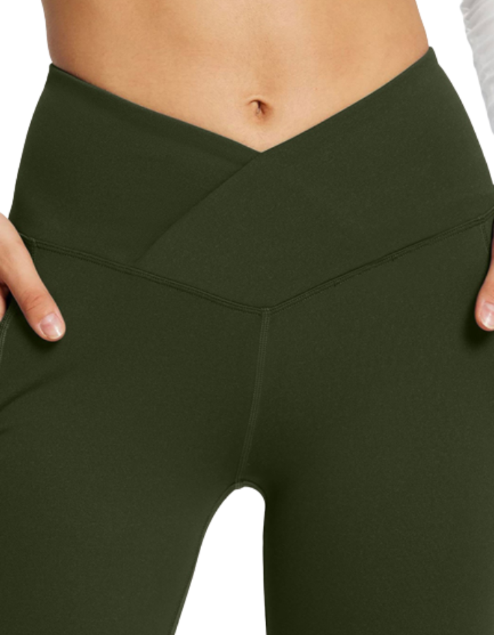 SHOPIQAT Pocket Waist Flare Leggings - Premium  from shopiqat - Just $6.750! Shop now at shopiqat