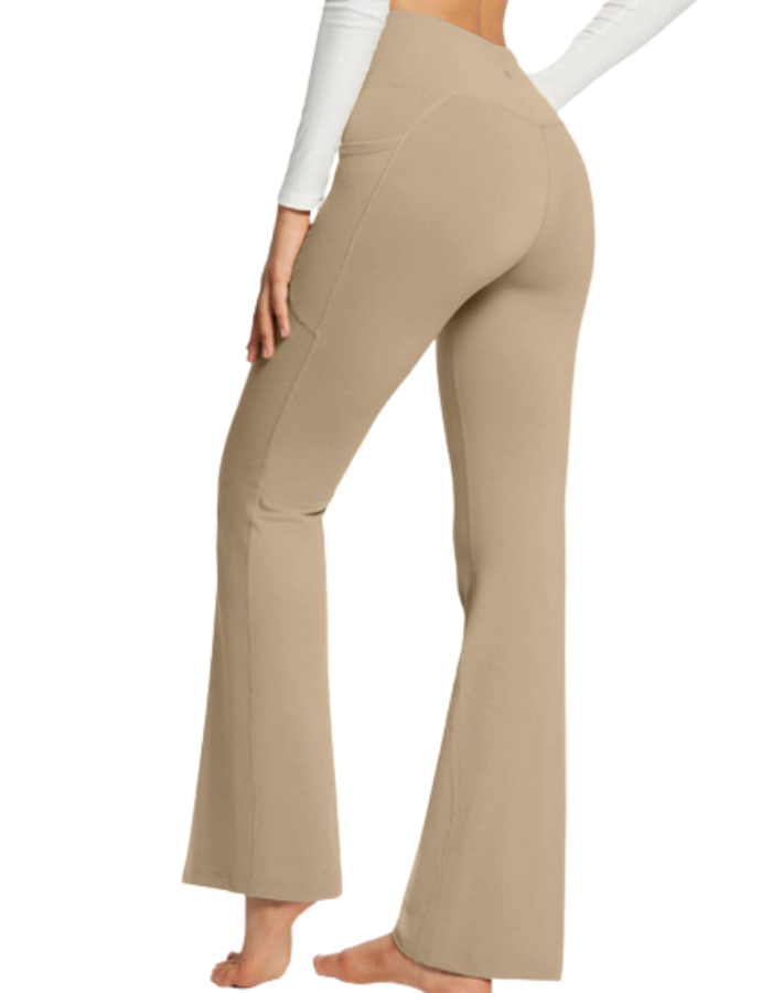 SHOPIQAT Pocket Waist Flare Leggings - Premium  from shopiqat - Just $6.750! Shop now at shopiqat