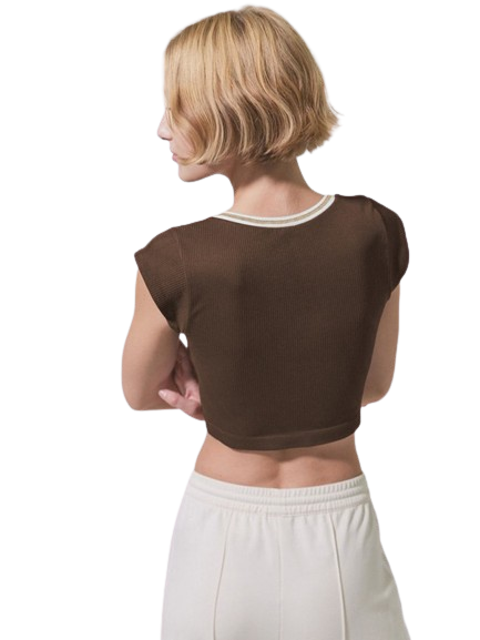 SHOPIQAT V-neckline Cropped Baby Tee - Premium  from shopiqat - Just $4.750! Shop now at shopiqat