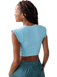 SHOPIQAT V-neckline Cropped Baby Tee - Premium  from shopiqat - Just $4.750! Shop now at shopiqat