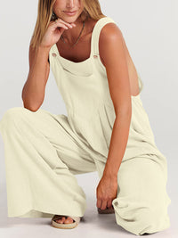 SHOPIQAT Wide Leg Linen Jumpsuit