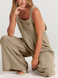 SHOPIQAT Wide Leg Linen Jumpsuit