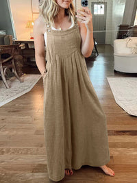 SHOPIQAT Wide Leg Linen Jumpsuit