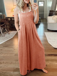 SHOPIQAT Wide Leg Linen Jumpsuit