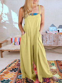 SHOPIQAT Wide Leg Linen Jumpsuit