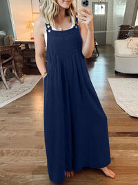 SHOPIQAT Wide Leg Linen Jumpsuit