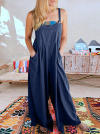 SHOPIQAT Wide Leg Linen Jumpsuit