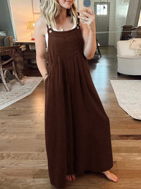 SHOPIQAT Wide Leg Linen Jumpsuit