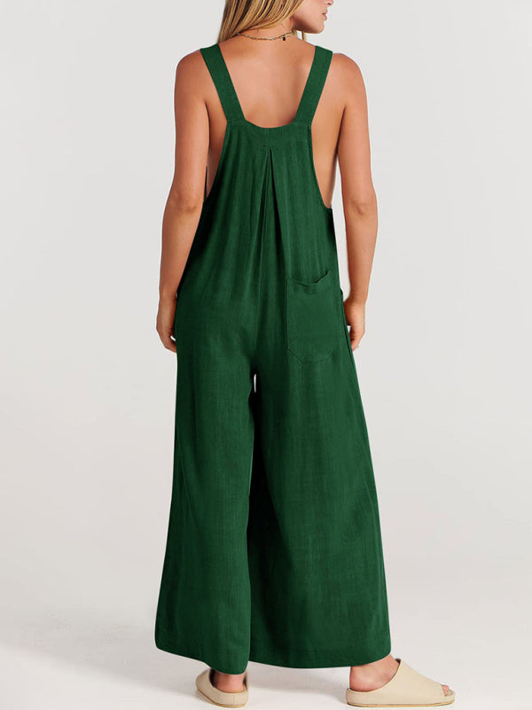 SHOPIQAT Wide Leg Linen Jumpsuit