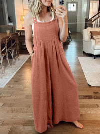 SHOPIQAT Wide Leg Linen Jumpsuit