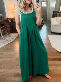 SHOPIQAT Wide Leg Linen Jumpsuit