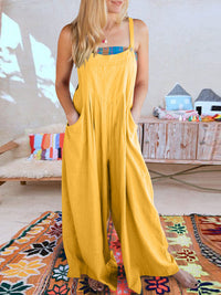 SHOPIQAT Wide Leg Linen Jumpsuit