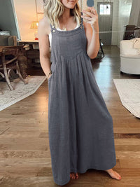 SHOPIQAT Wide Leg Linen Jumpsuit