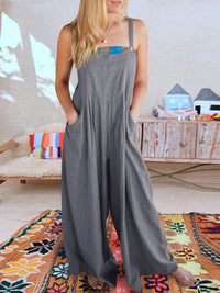 SHOPIQAT Wide Leg Linen Jumpsuit