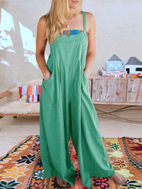 SHOPIQAT Wide Leg Linen Jumpsuit