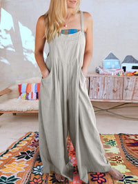 SHOPIQAT Wide Leg Linen Jumpsuit