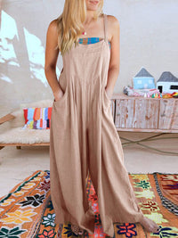 SHOPIQAT Wide Leg Linen Jumpsuit