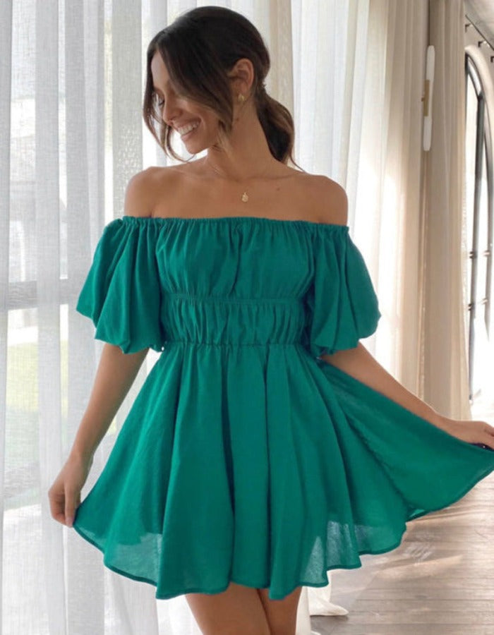 SHOPIQAT One Shoulder Elastic Elastic Band Short Dress - Premium Dresses from shopiqat - Just $10.200! Shop now at shopiqat